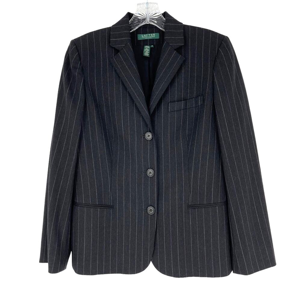 Lauren Ralph Lauren Size 10P Gray Blazer with Gray Purple Stripes Wool Old Money
